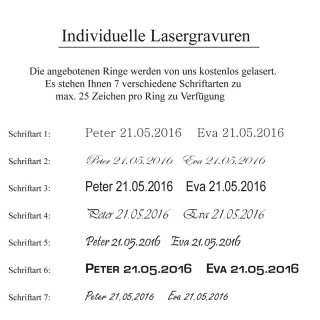 Damenring Verlobungsring aus Edelstahl mit Zirkonia und Lasergravur E071