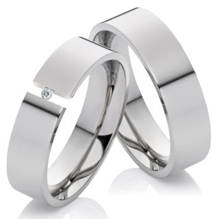 Verlobungsring mit echtem Diamant Damenring aus Titan und Ring Gravur DTB17 