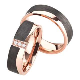 Ring Partnerringe Verlobungsringe Ehering Trauring mit Diamant aus Titan/Carbon 