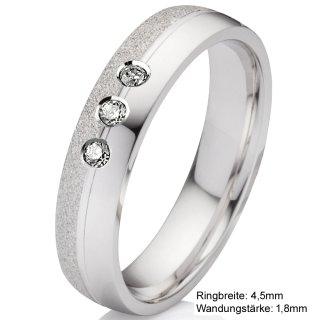 Antragsring Verlobungsring Damenring 925 Silber mit 3 Diamanten und Lasergravur 3EB39