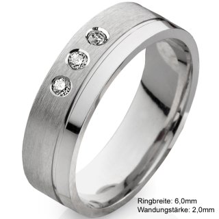 Antragsring Verlobungsring Damenring 925 Silber mit 3 Diamanten und Lasergravur