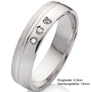 Antragsring Verlobungsring Damenring 925 Silber mit 3 Diamanten und Lasergravur 3EB59