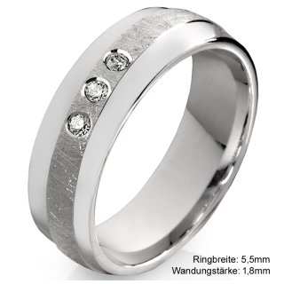 Antragsring Verlobungsring Damenring 925 Silber mit 3 Diamanten und Lasergravur 3EB80