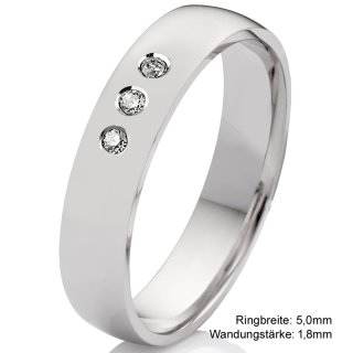 Antragsring Verlobungsring Damenring 925 Silber mit 3 Diamanten und Lasergravur