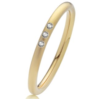 Klassischer Verlobungsring Partnerring Goldring mattiert mit Diamant GE700